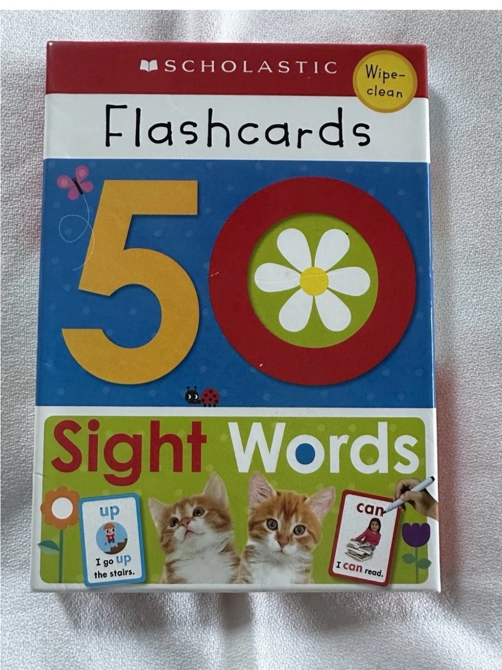 Scholastic Red and White 50 Sight Words Flashcards